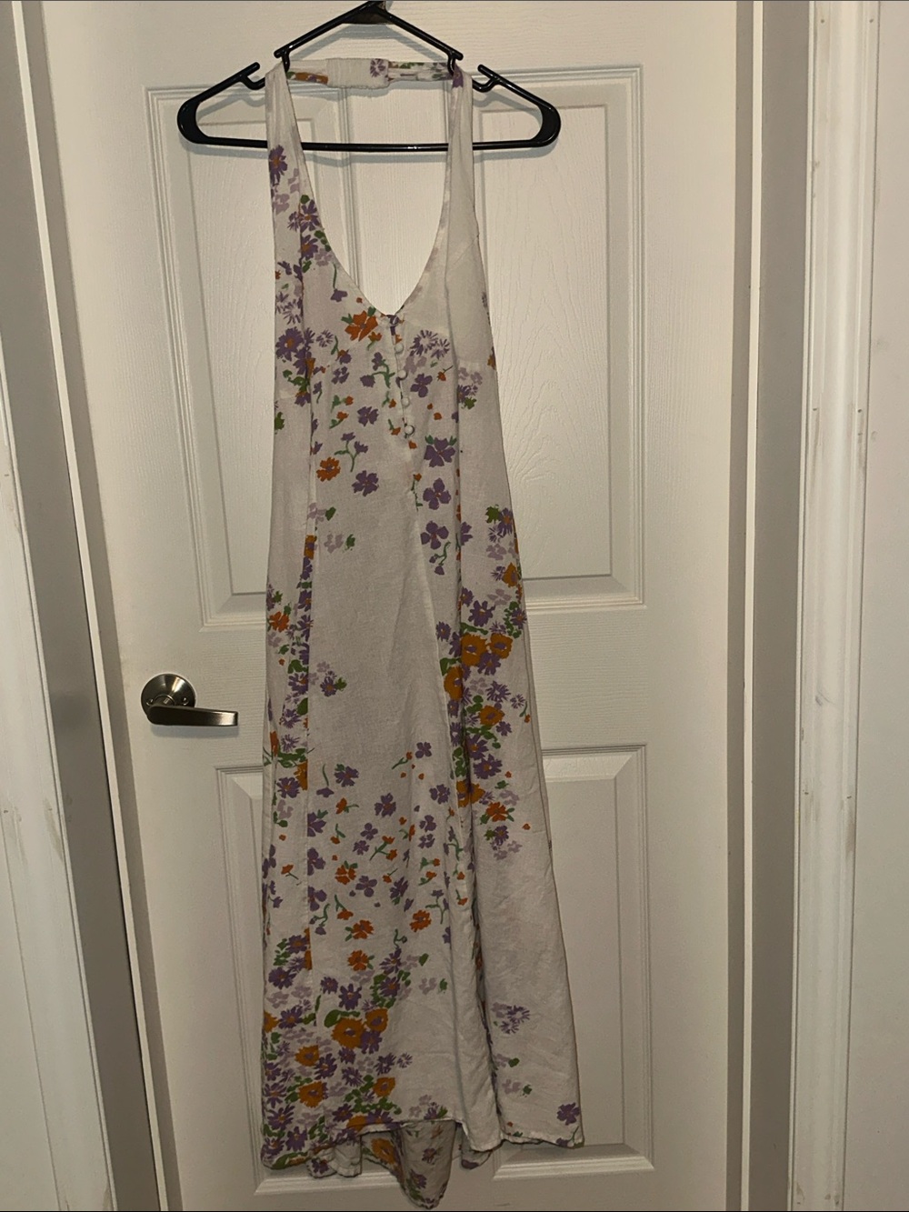 ASOS Cream Floral High-Low Dress with Purple & Orange Accents